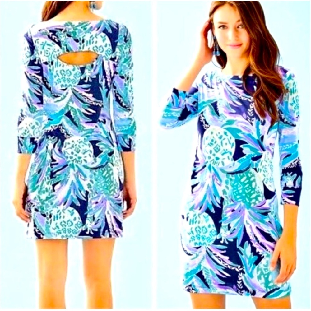EUC Lilly Pulitzer Hollee Dress in Bright Navy Alotta Colada